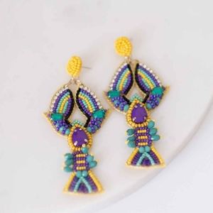 Mardi Gras Tri-Color Crawfish Earrings